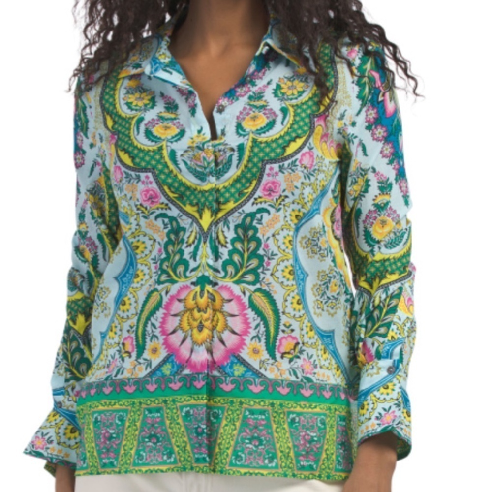 NWT KOBI HALPERIN Claire Voile Print Blouse SIZE US XL